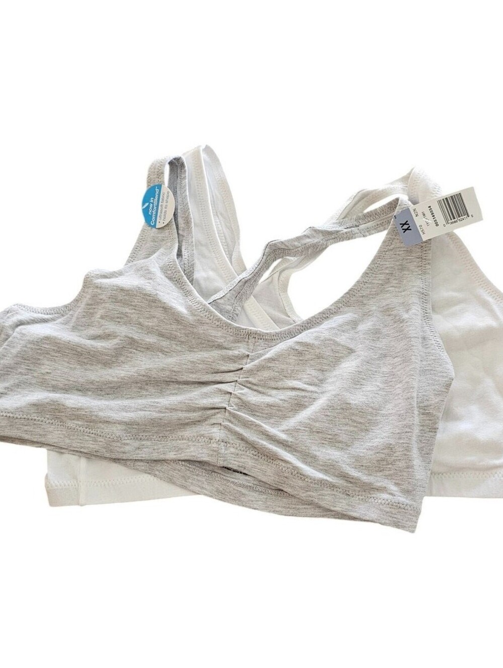 Set of 2 Vintage Cotton T Shirt Bras Unlined White Gray ComfortBlend NEW